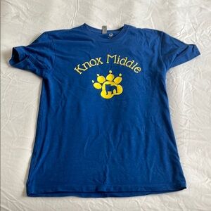 Next Level Apparel Blue and Yellow Graphic Short Sleeve Tee